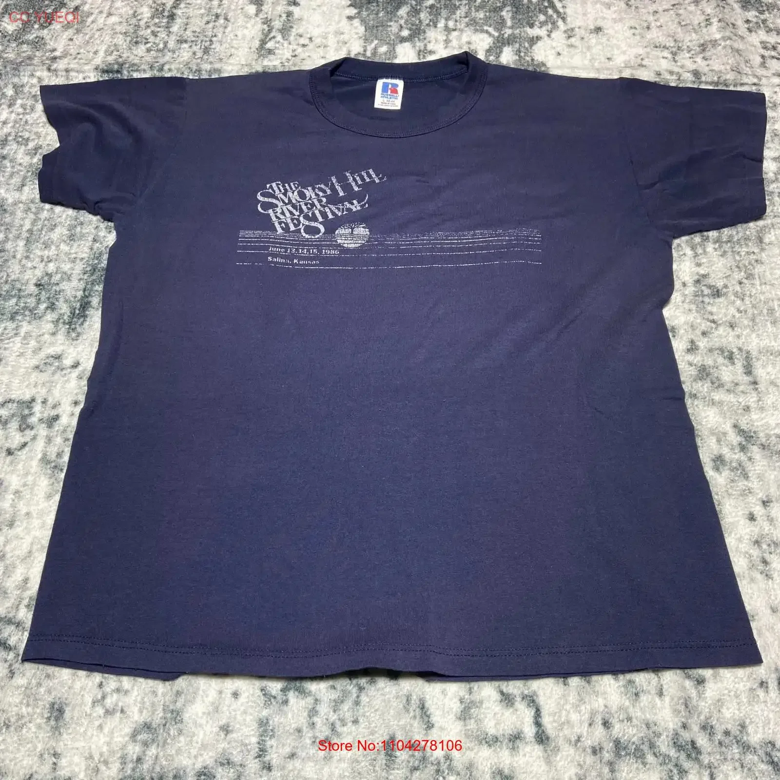 Camiseta Russell Athletic The Smoky Hill River Festival de 1986, talla grande, Salina, Kansas, estilo vintage, lavada, versátil, a la moda, elegante para hombre