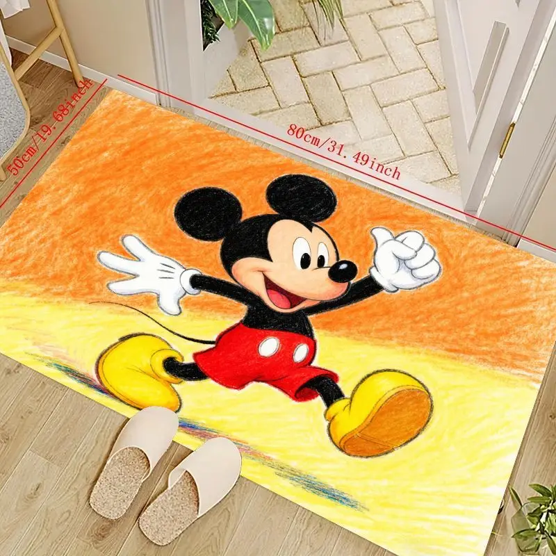 

1PC Disney Mickey Mouse Cartoon Floor Mat, Vibrant Sketch Style Soft Non-Slip Rug for Kids Room, Living Room, Bedroom Decoration