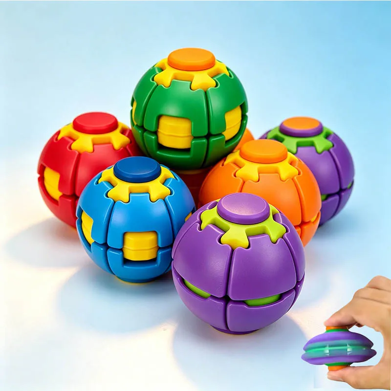 Kreativer 3D-gedruckter Press-to-Spin Fidget Ball, Klick-Deform-Fidget-Spinner-Ball, Sanft Rotierender Stressabbau-Sensorik-Spielzeug