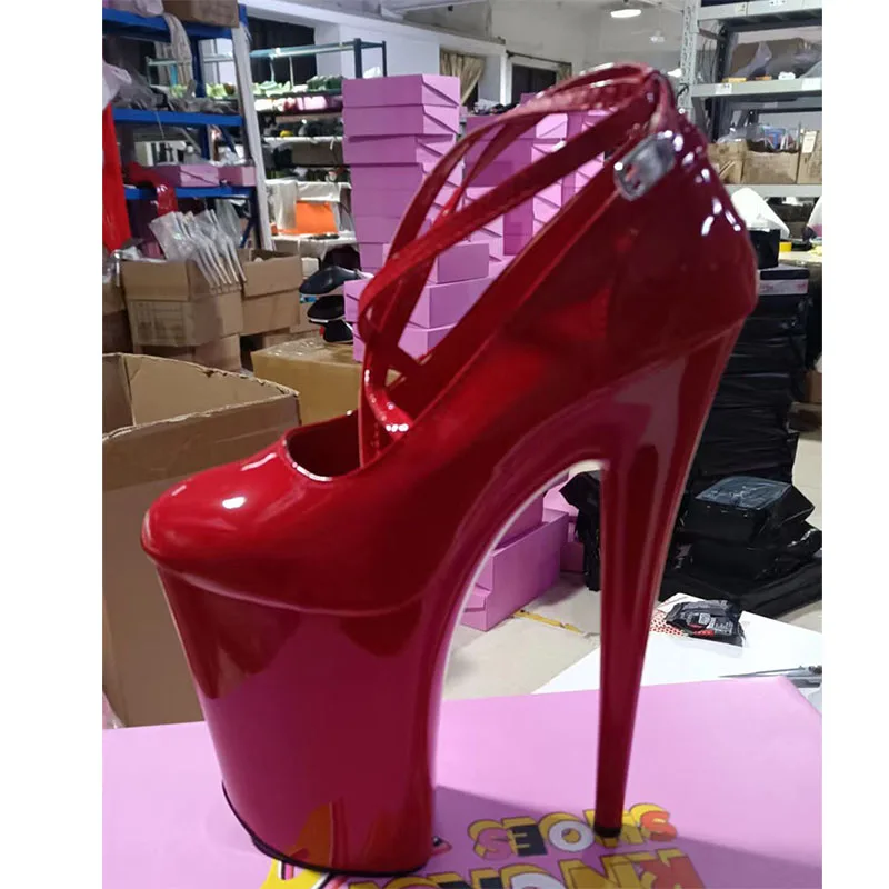 LAIJIANJINXIA New 23CM/9inches PU Upper Fashion Sexy Exotic High Heel Platform Party Women Pumps Pole Dance Shoes D135-1