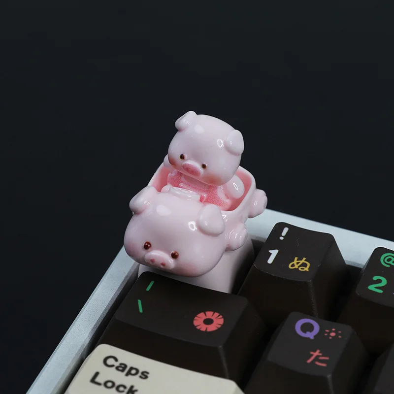 Flying pig mechanical keyboard cap personalized keycap cute pink pig cross shaft decompression keycap blind box