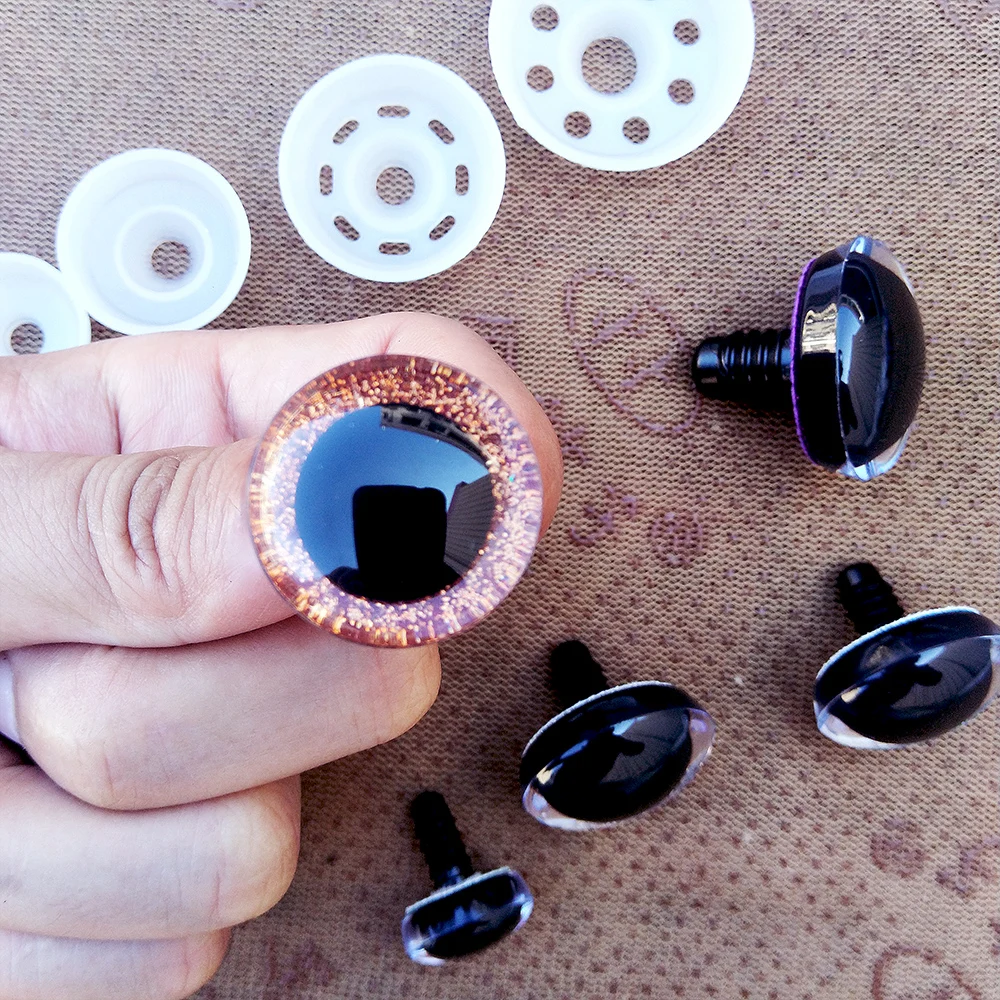 20 stücke 3D Kunststoff Sicherheit Augen Für Häkeln Spielzeug Glitter Amigurumi Plüsch Puppen Machen Augen Mix Tier 10/12/14/16/18/20/25/30/35mm – Detail 2
