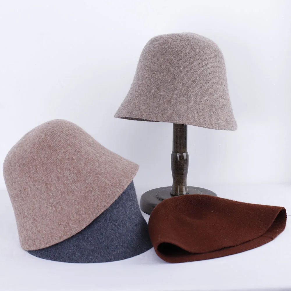 2022 New Winter wool Bucket Hats for Womens Panamas Foldable fashion solid colour hat Outdoor Trave for giftl free shipping