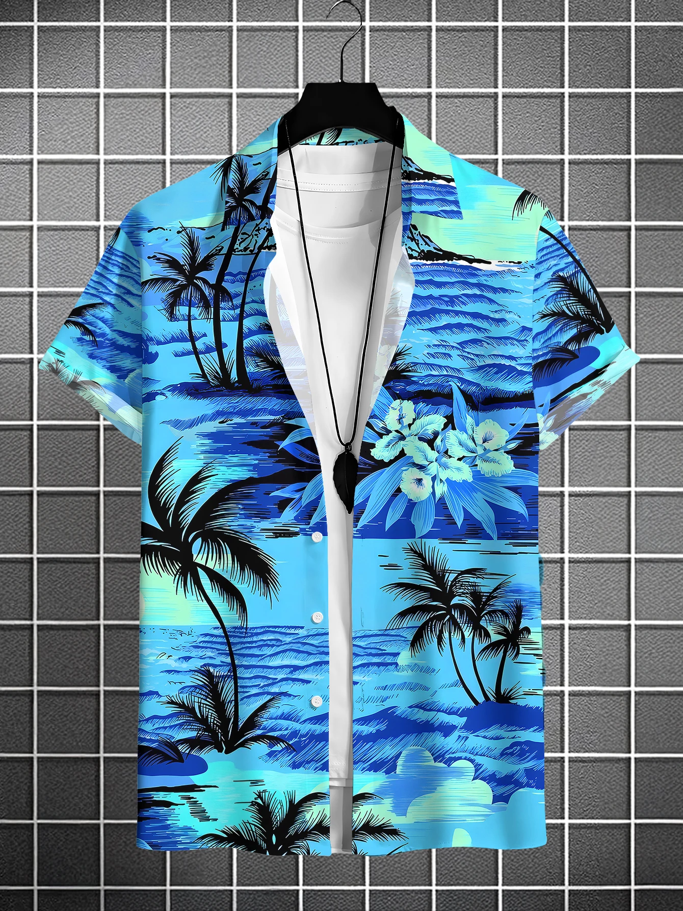 Summer Fashion Mens Hawaiian Shirts Short Sleeve Button Coconut Tree Printed Casual Beach Aloha Shirt Plus Size 5XL Hombre Ropa