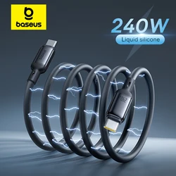 Baseus Picogo 240W USB C Cable for iPhone17 16 Magnetic Fast Charging Type C Cable For Macbook Liquid Silicone Wire For Samsung