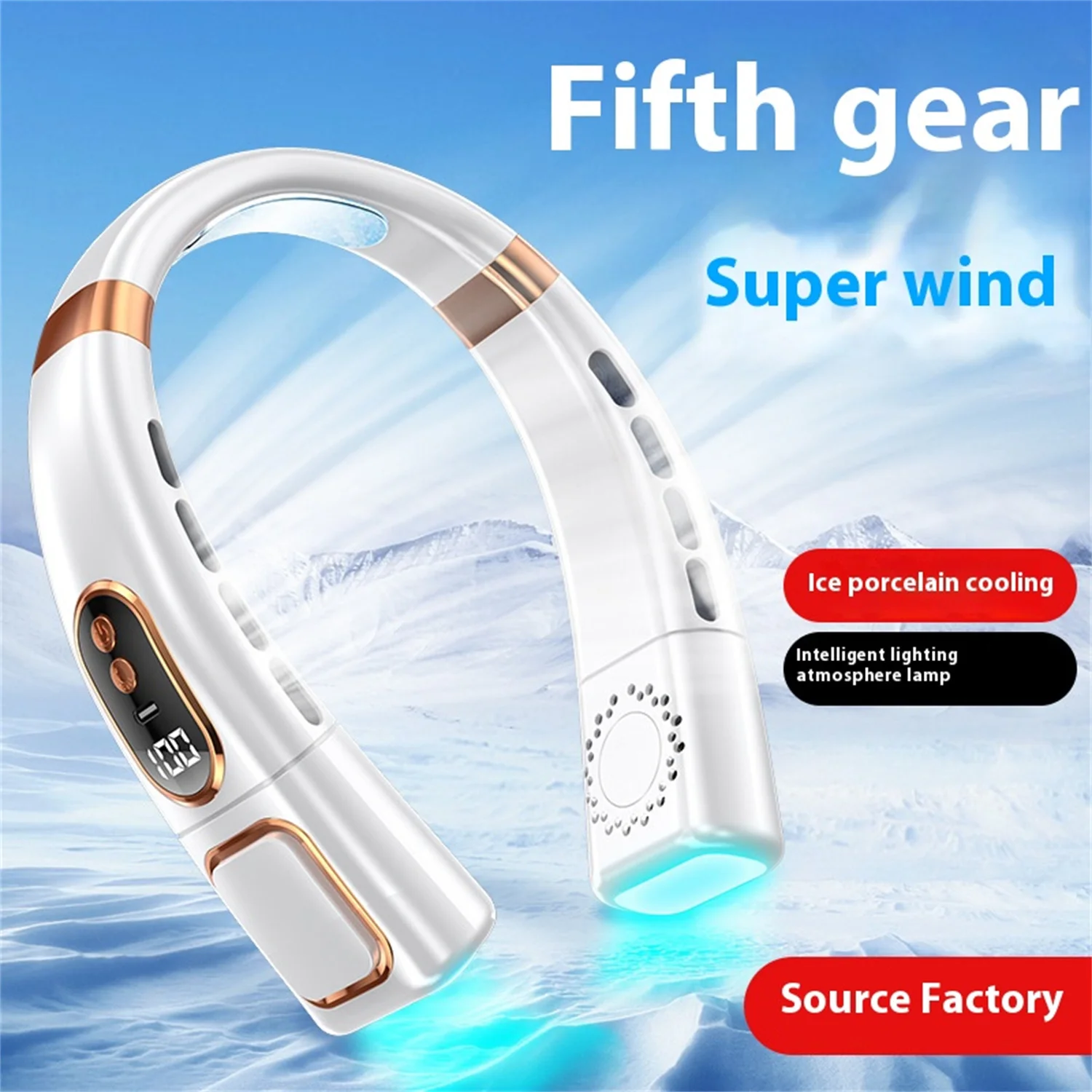 

Hanging neck fan USB charging lazy outdoor portable silent turbo neck bladeless mini fan