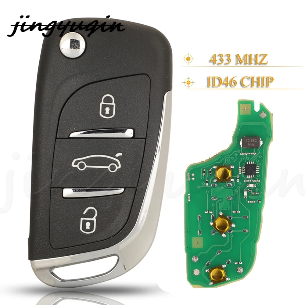 jingyuqin 3BTN Fold Remote Car Key Fob 433MHZ ID46 For Citroen С2 C4 С3 С5 C6 DS4 DS3 DS5 C-Elysee Peugeot 307 6490KF 5FA010354