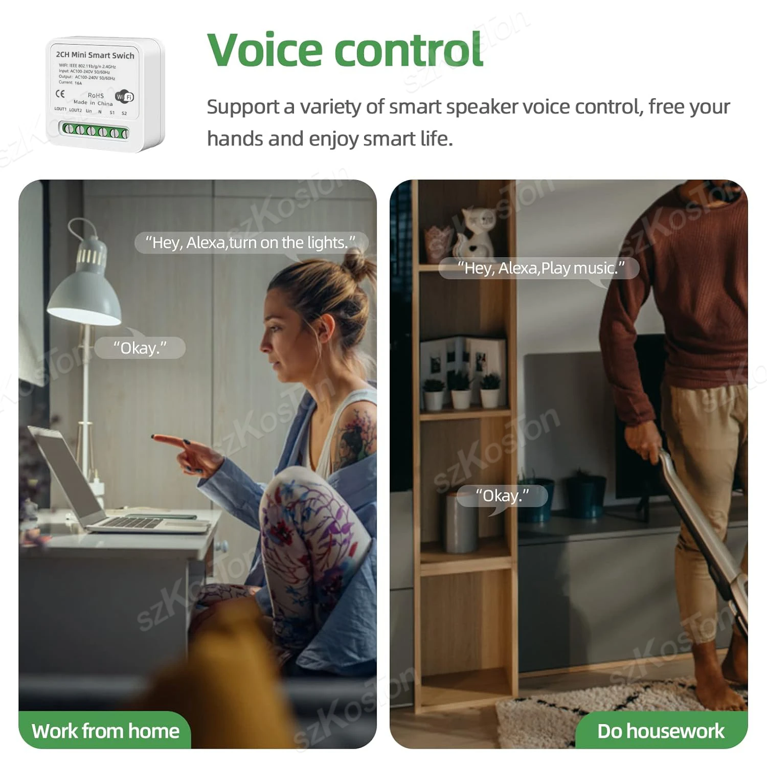 Модуль переключателя Tuya DIY Wi-Fi 2CH 16A, реле выключателя света для умного дома, приложение Smart Life, таймер, голосовое управление, работает с Alexa Google