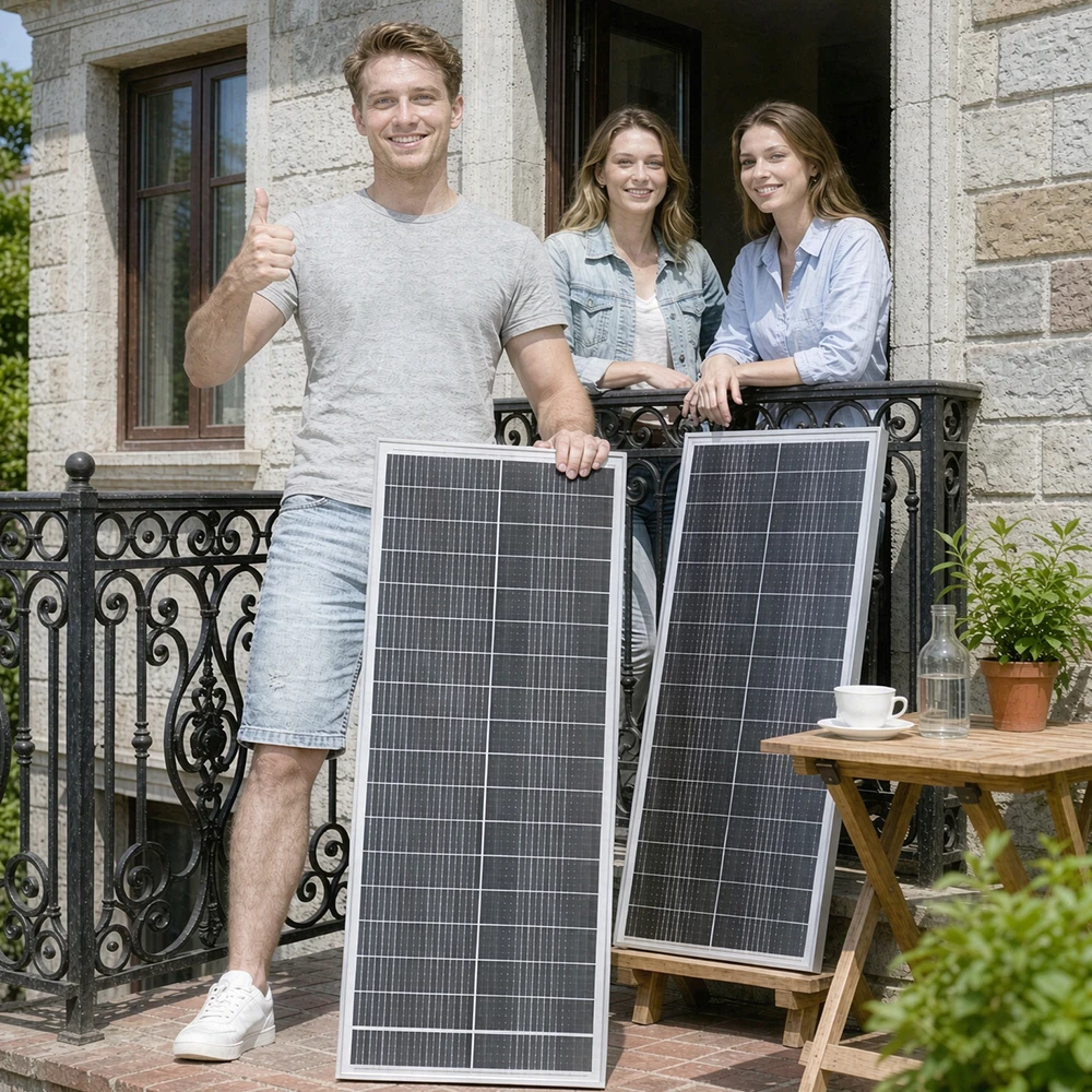 RVPOZWER 200W Solarpanel 2 Stück 100W 12,8V 12BB Monokristalline Zelle Wasserdicht für Wohnmobil Marine Camping Dach Off-Grid Batterieladesystem