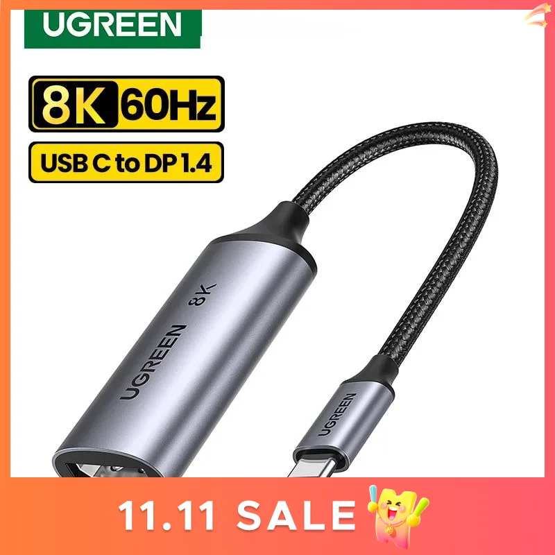 UGREEN USB C to 8K Displayport 1.4 Adapter for iPhone 15 Macbook Pro iPad USB Type C to 8K DP1.4 Adapter Cable 32.4Gbps 8K/60Hz