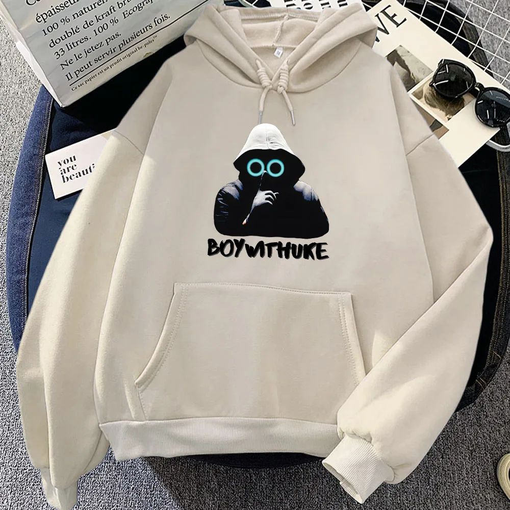 인쇄 옷 BoyWithUke 가수 스웨터 Roupas Femininas 겨울 후드 풀오버 Sudaderas 남성 여성 까마귀 그래픽 Moletom