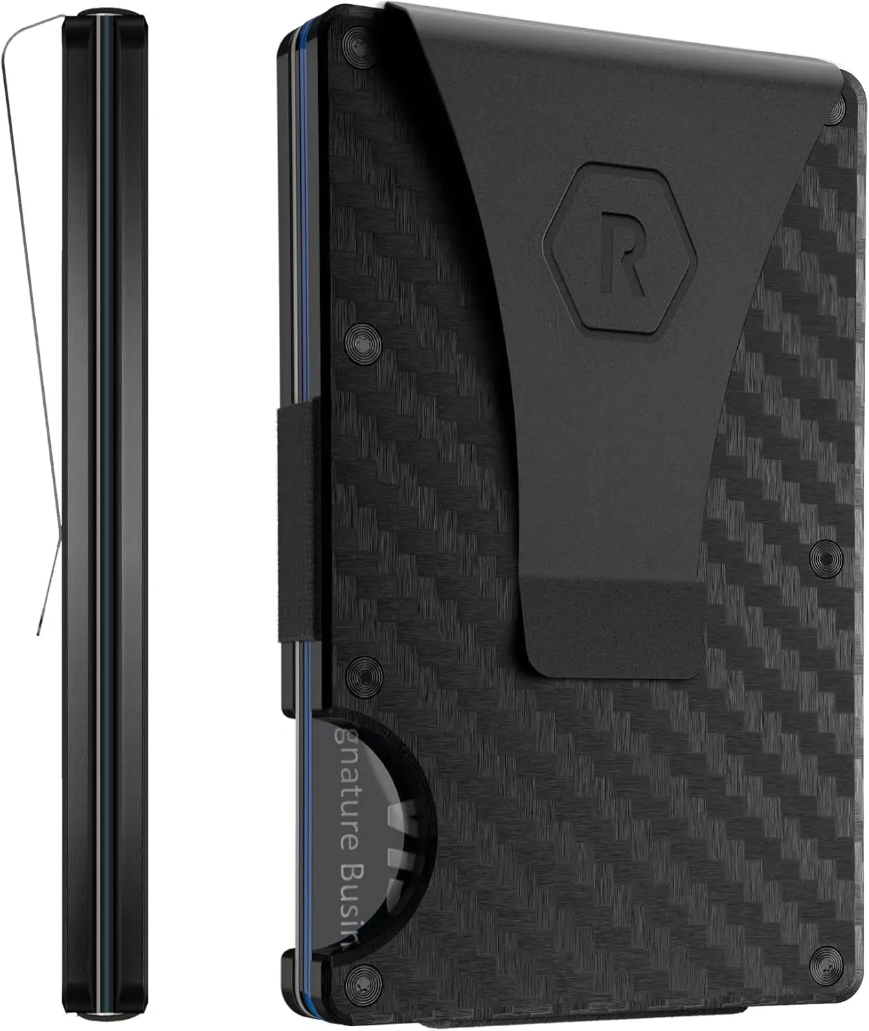 

Slim Minimalist Compact Wallet with RFID Protection and Money Clip - Carbon Fiber Design