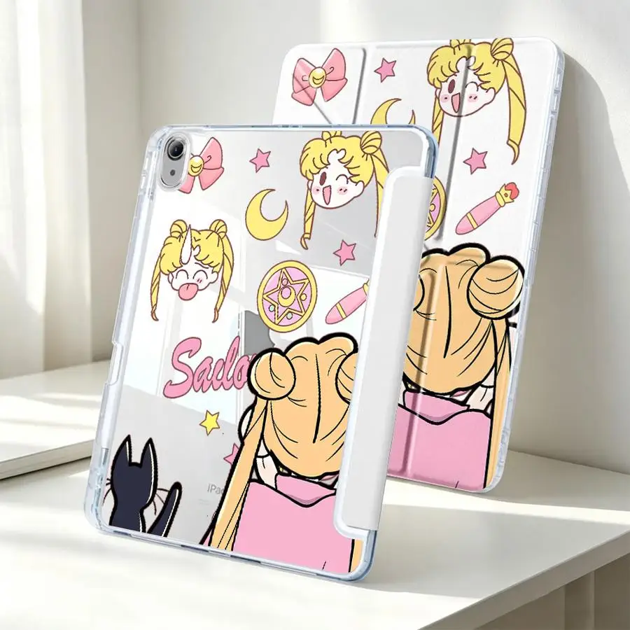 Tablet Case For iPad Pro 13 2025 2026 10th Gen 12th 9th 11th Air 8 M2 M3 3 Mini 7 6 5 With Pen Slot Cover Sailors Cats Moons