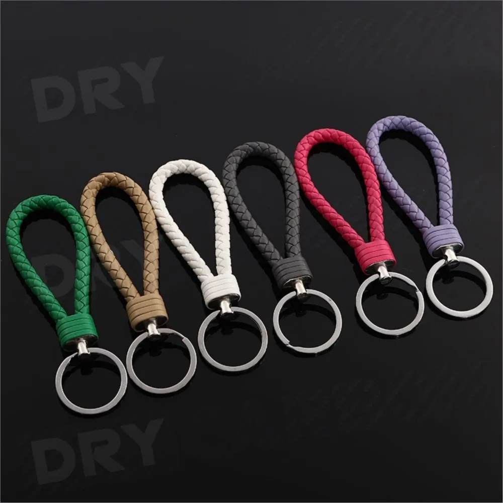 1PC New Unisex Braided Leather Rope Handmade Waven Keychain Leather Key Chain Ring Holder for Car Keyrings Men Women Key Chains