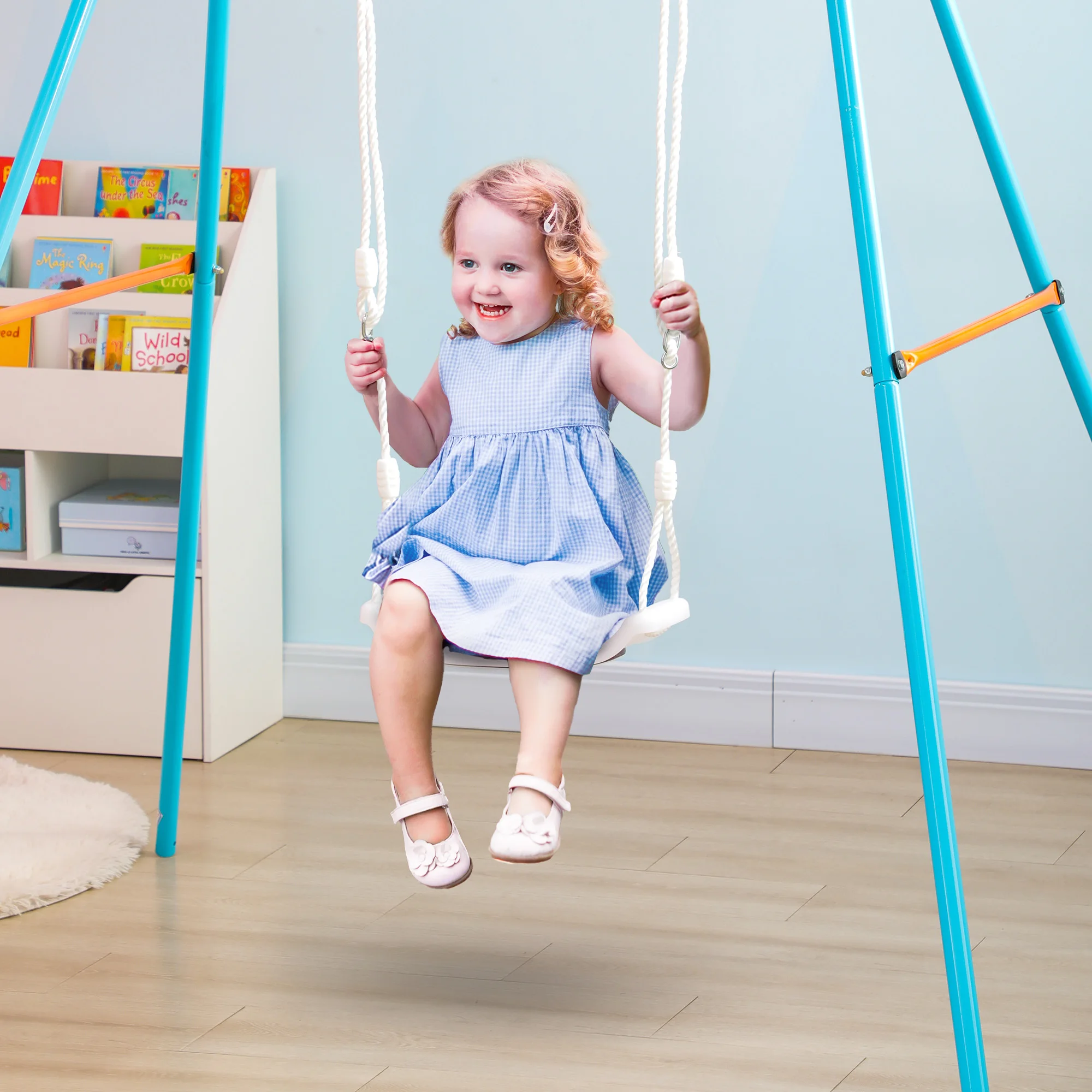 Columpio Infantil con Luces LED de Colores Cambiantes, Cuerda Ajustable, Asiento de Columpio para Interiores (Dormitorio) y Exteriores (Jardín) para la Diversión de los Niños