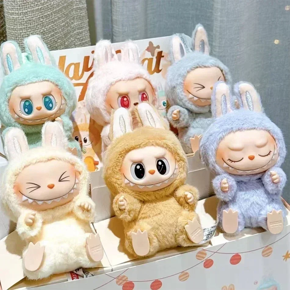 Labubu De Monsters Hartslag Macaron Emaille Gezicht Blind Box Pvc Beeldje labubu sitting party Kawaii Pop Kid Kerstcadeaus