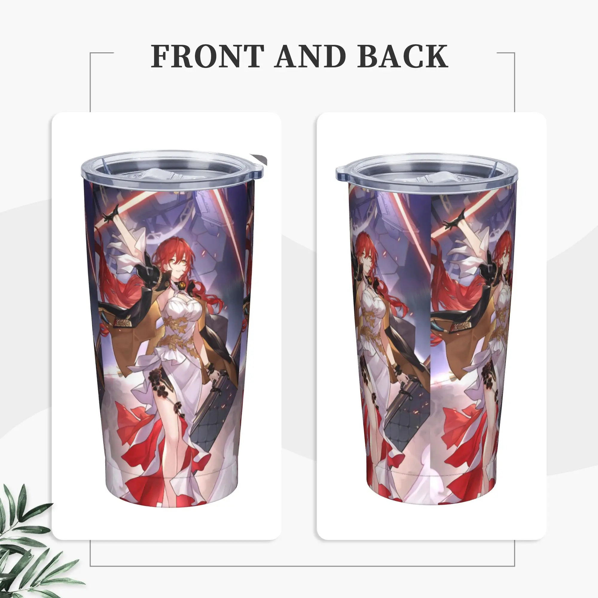 Himeko Tumbler Vacuum Insulated Honkai Anime Thermal Cup with Lid Straw Outdoor Mugs Spill Proof, 20oz