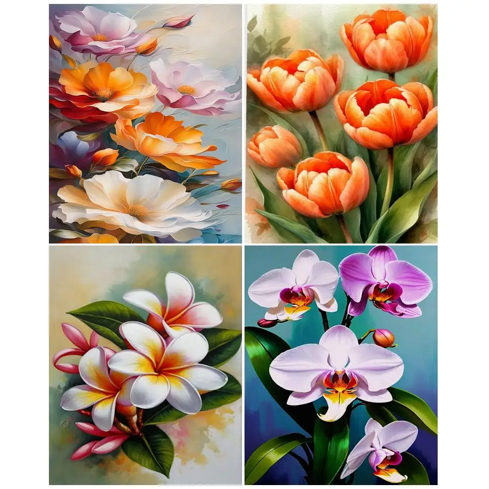 

GATYZTORY DIY Pictures By Number Flowers Kits Drawing On Canvas Painting By Numbers Plant Hand Painted Paintings Gift Home Decor