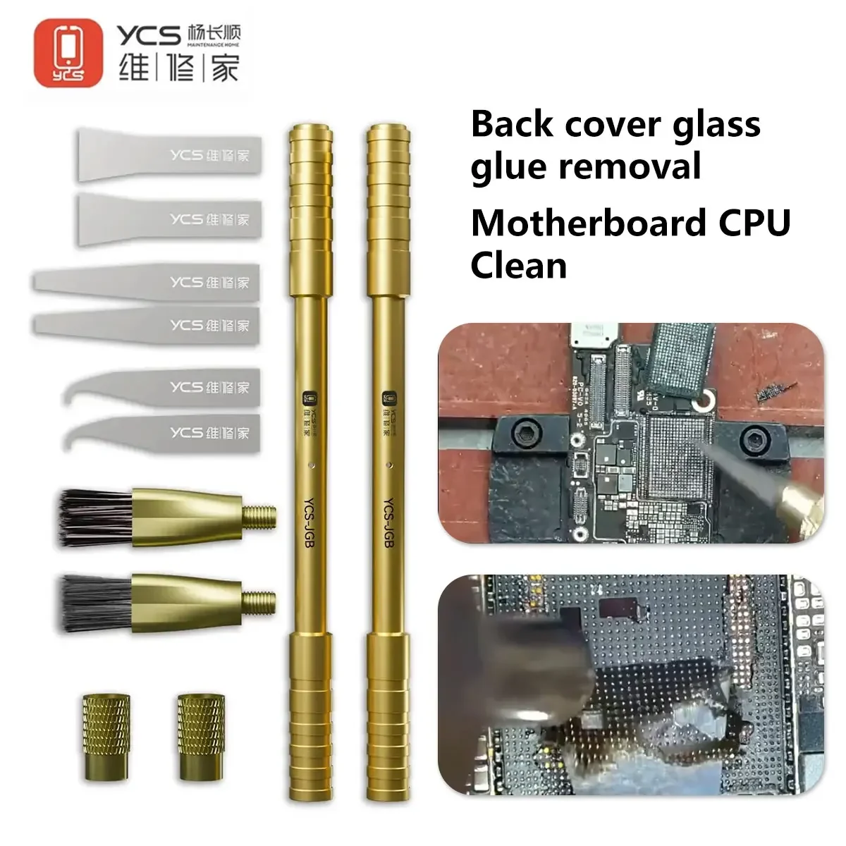 YCS JGB Multifunctional Knife Handle kit Removal Brush Efficient Phone CPU Chip Back Cover Glass Glue Removal Cleaning Tools