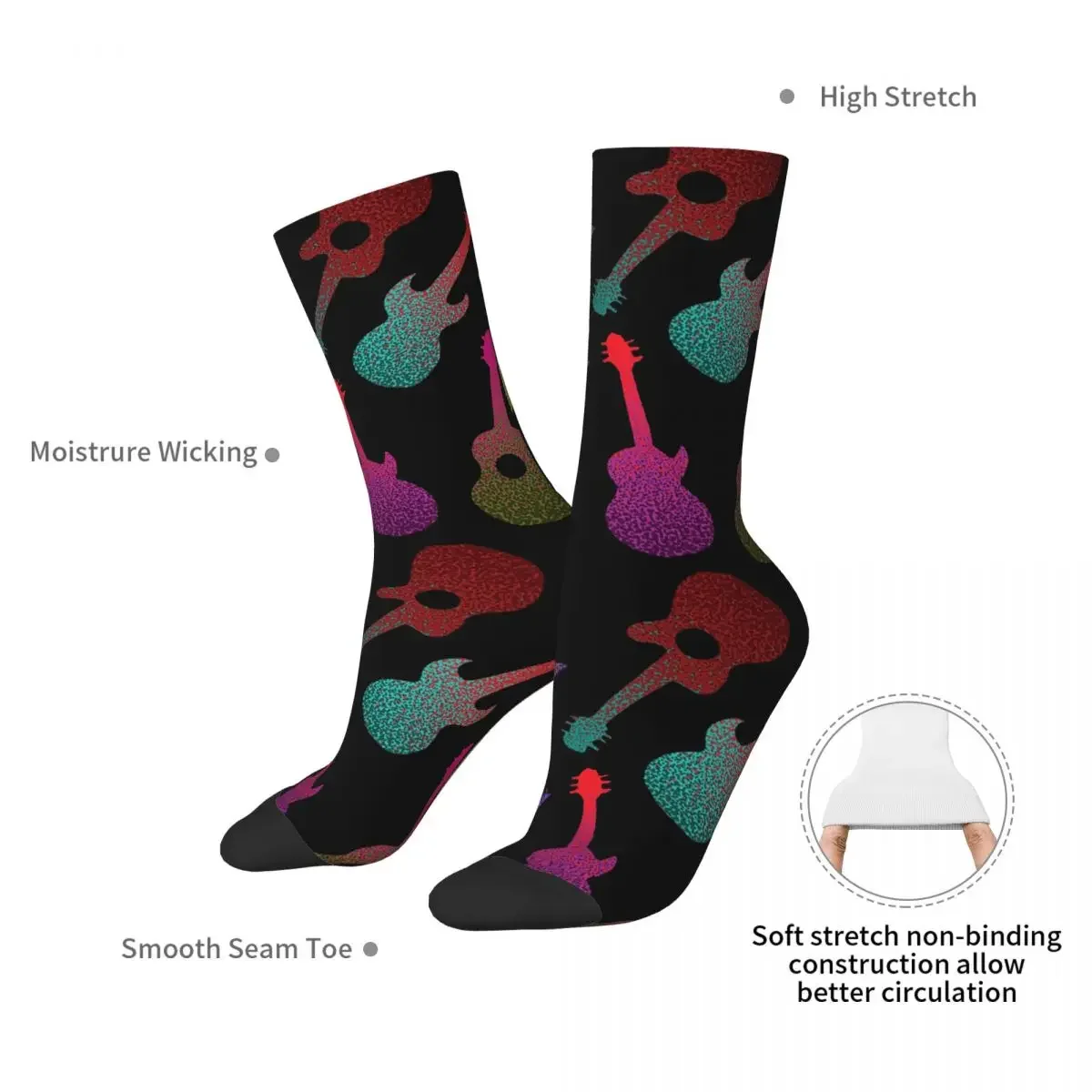 Guitars Socks Harajuku Sweat Absorbing Stockings All Season Long Socks Accessories for Unisex Gifts