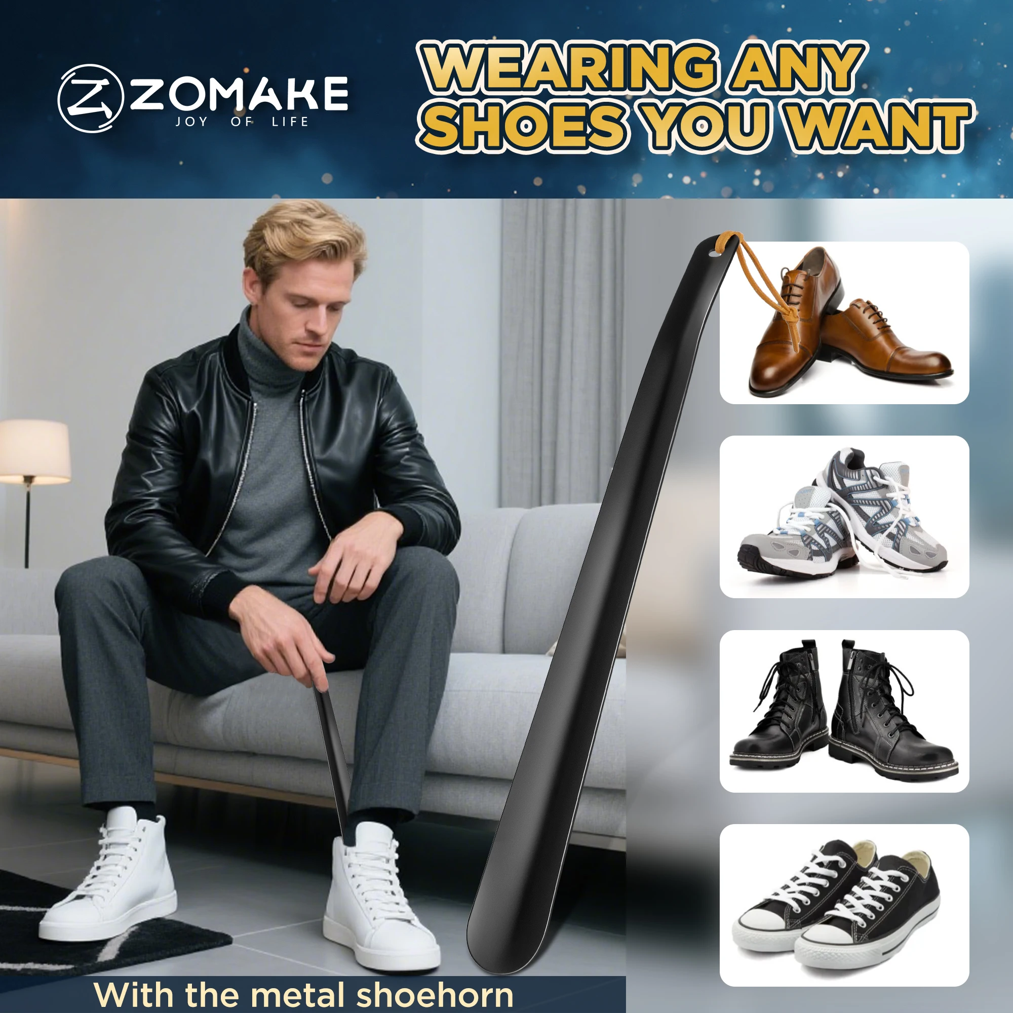 

42 см металлические рожки для обуви с длинной ручкой, профессиональные портативные прочные рожки для обуви из нержавеющей стали, подходят для пожилых людей, аксессуары, инструменты