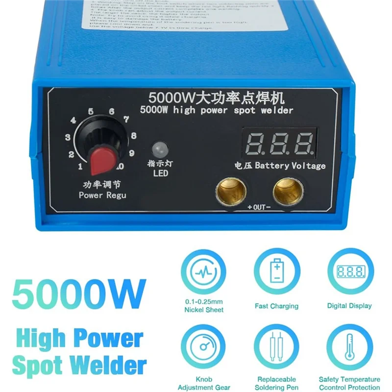 

BHTS-Spot Welder Machine 5000W, Adjustable For 18650 Lithium Battery Cells, Comes With Nickel Sheets US Plug