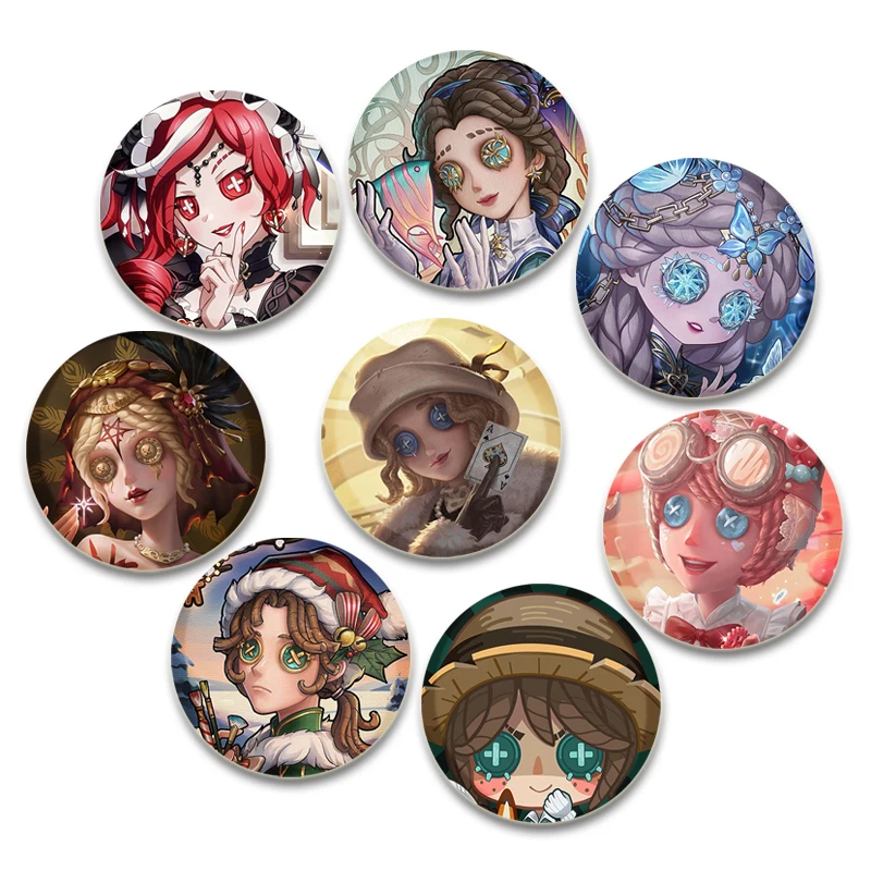 Fans Collection Popular Game Identity V Brooches Tinplate Cartoon Cosplay Badge Pins Backpacks Bag Ornament Accessory 32/44/58mm