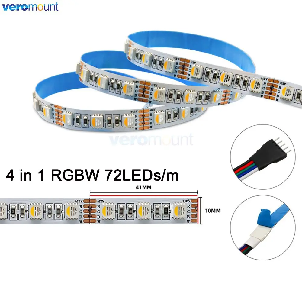 5m 10mm PCB DC 12V 24V RGBW/RGBWW 4 kolory w 1 chipie 60 leds/m 72 leds/m IP20/65/IP67 wodoodporna 5050 SMD elastyczna taśma LED światło