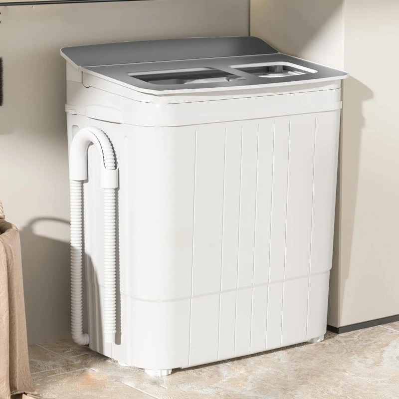 Portable Washing Machine Mini 17.6 Lbs Small Twin Tub Washer with Spin Cycle for Camping, Apartments，home.