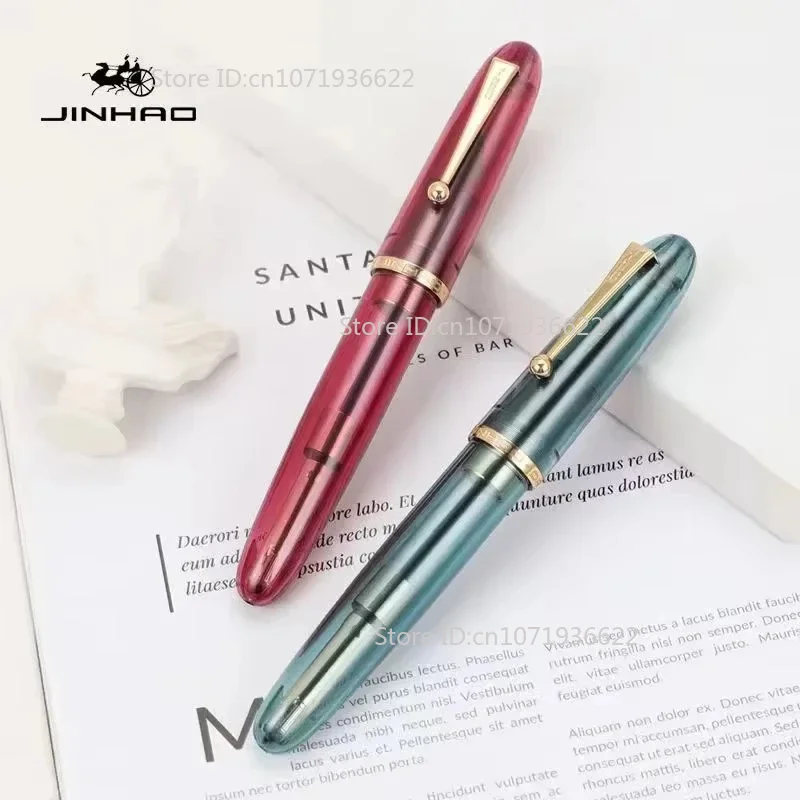 New JinHao 9019 Acrylic Transparent Fountain Pen Large No.8 EF/F/M Nib 40mm Luxury Stationery Office Supplies Writing Pens