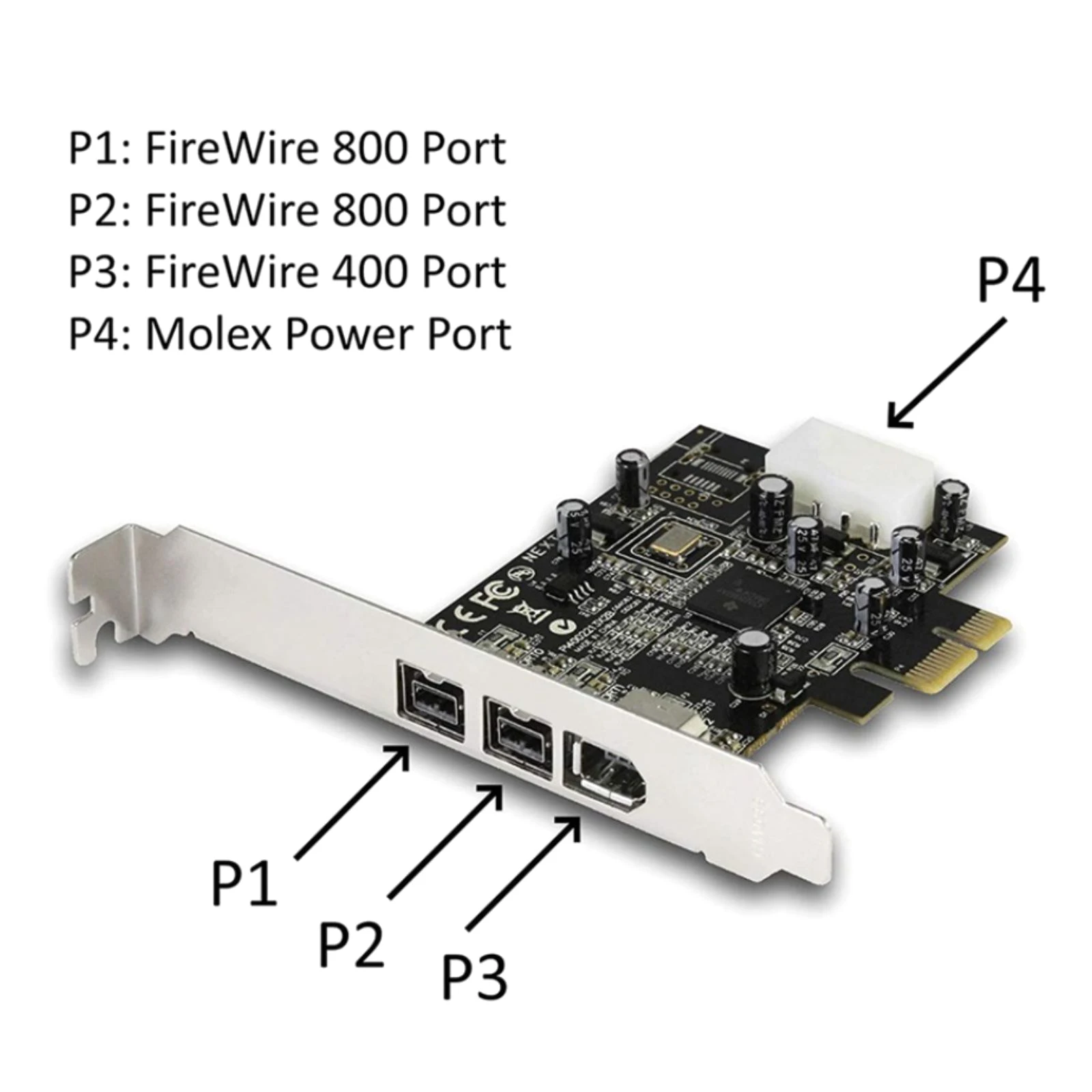 Scheda controller PCI Express PCI-E x1 a 3 porte 1394 A + B Scheda aggiuntiva per FireWire 800 IEEE 1394 B 2 + 1 acquisizione video fotocamera digitale