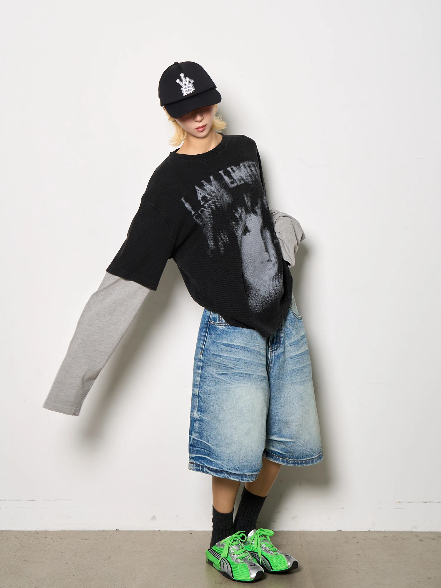 

Michinnyon Hand Pleated American Street Style Denim Shorts 3D Wide Leg Pants Cotton Spring Season Couples Loose Fit