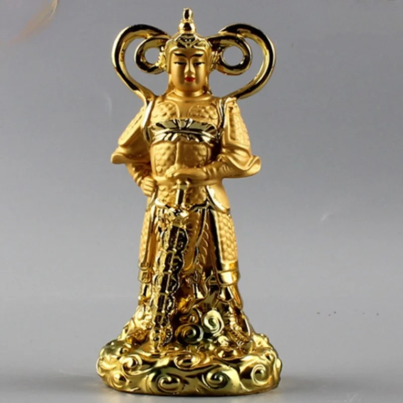 Traditional Resin Gilding Skanda Bodhisattva Buddha Statue Ornament Handicrafts