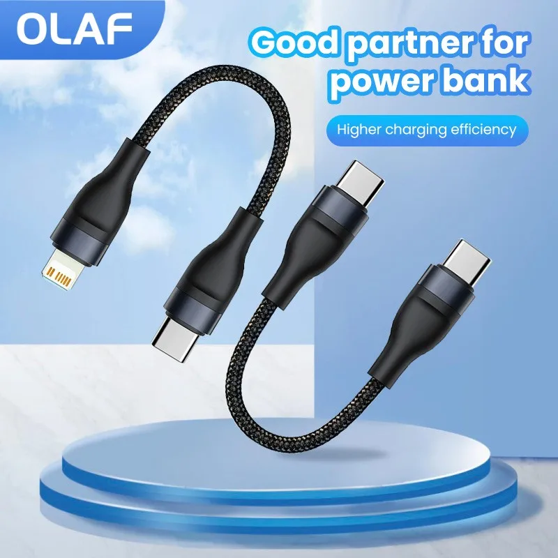 Olaf 25cm USB Type C To USB C Fast Charging Cable USB IOS Data Cable For Power Bank Protable Type-C Short Data Wire Cable