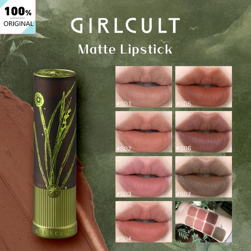 Imagen 1 del producto Lápiz labial mate Girlcult, sensación sedosa y cremosa, ligero, sin secado, acabado de enfoque suave, uso duradero, Edgy Daily, maquillaje completo
