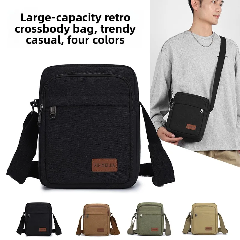 

2025 Men Crossbody Bag Canvas Messenger Bag Small Casual Shoulder Bag Male Chest Bag Daypack Business Sidebag For Men Gift