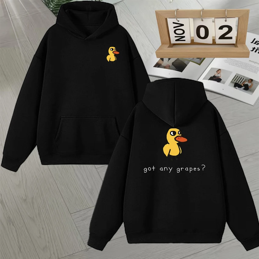 

The Duck Song Got Any Grapes Graphic Hoodies Funny Sweatshirts Autumn Winter Loose Streetwear Style Men Women Fleece Pullovers