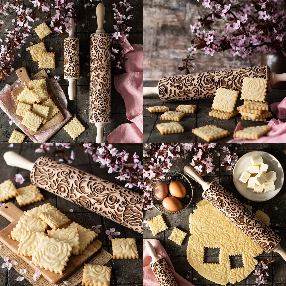 

3D тисненая скалка с волшебным садовым узором для выпечки печенья, поделок, кухонных инструментов «сделай сам», рождественских подарков, простой в использовании, не