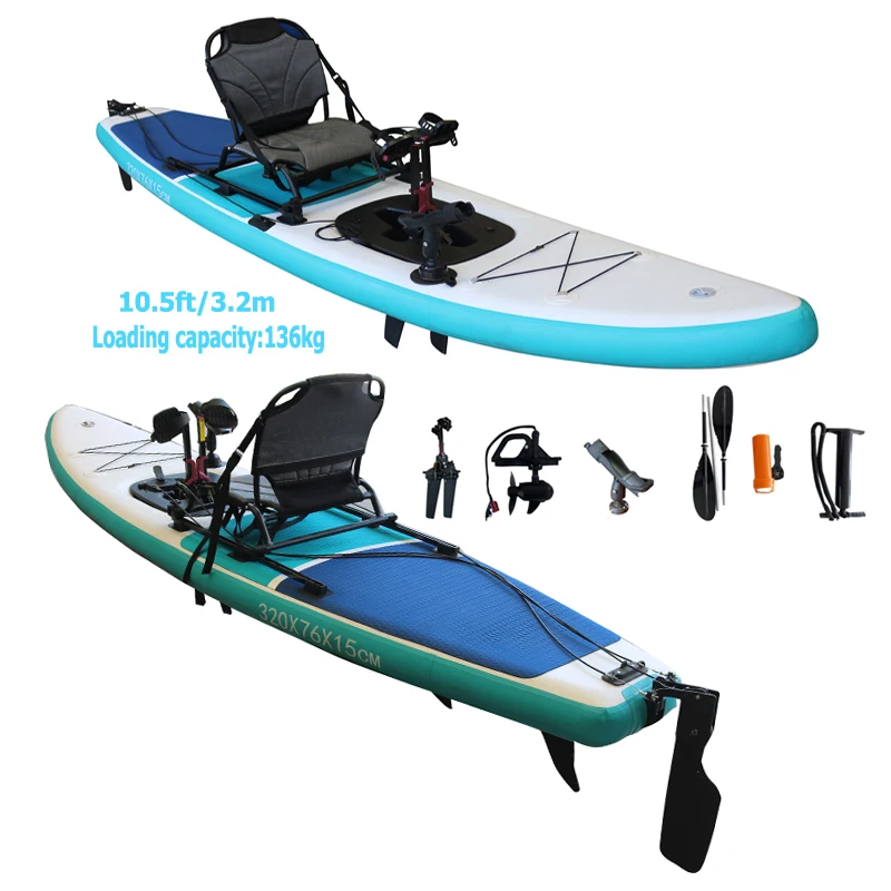 3.2 meters single inflatable paddle board kayak with electric motor fishing kayak 1 person PVC foldable SUP paddle board