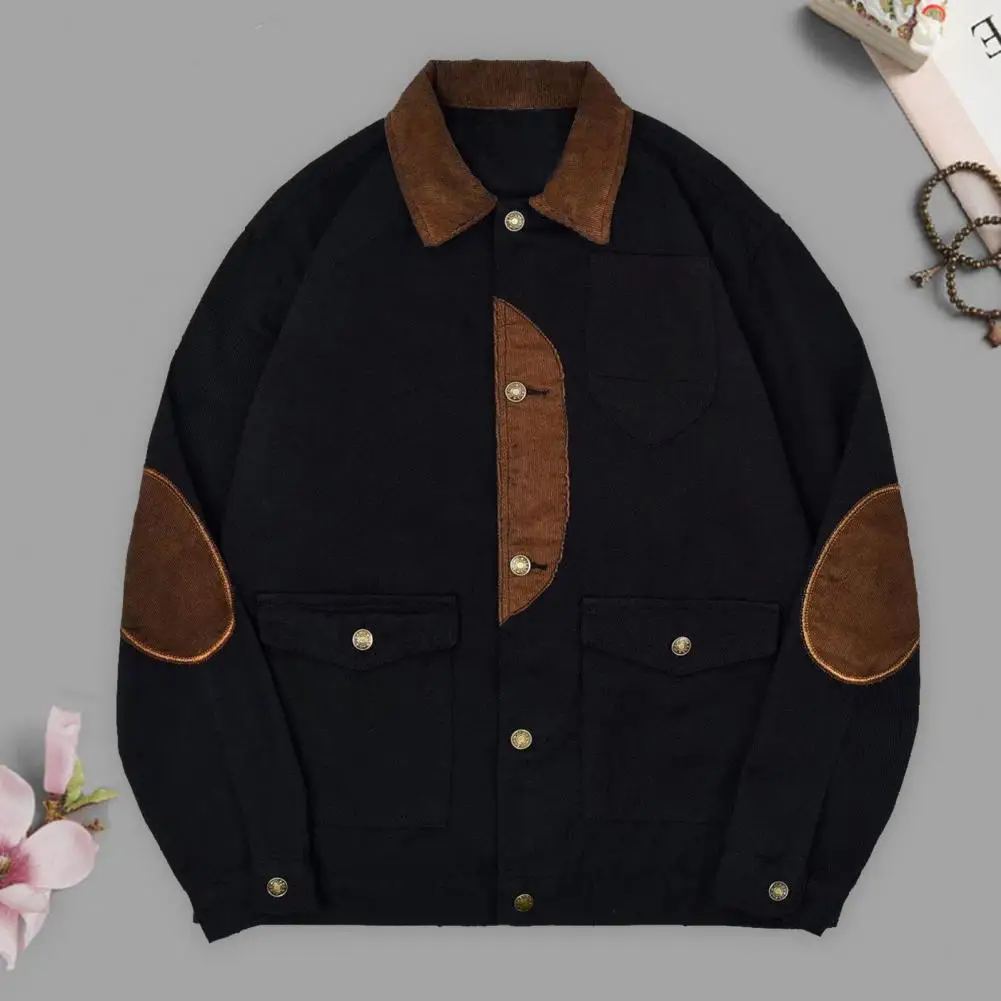 Casual Jacket  Trendy Spring Autumn Contrast Color Loose Jacket Coat  Skin-Touch Denim Jacket