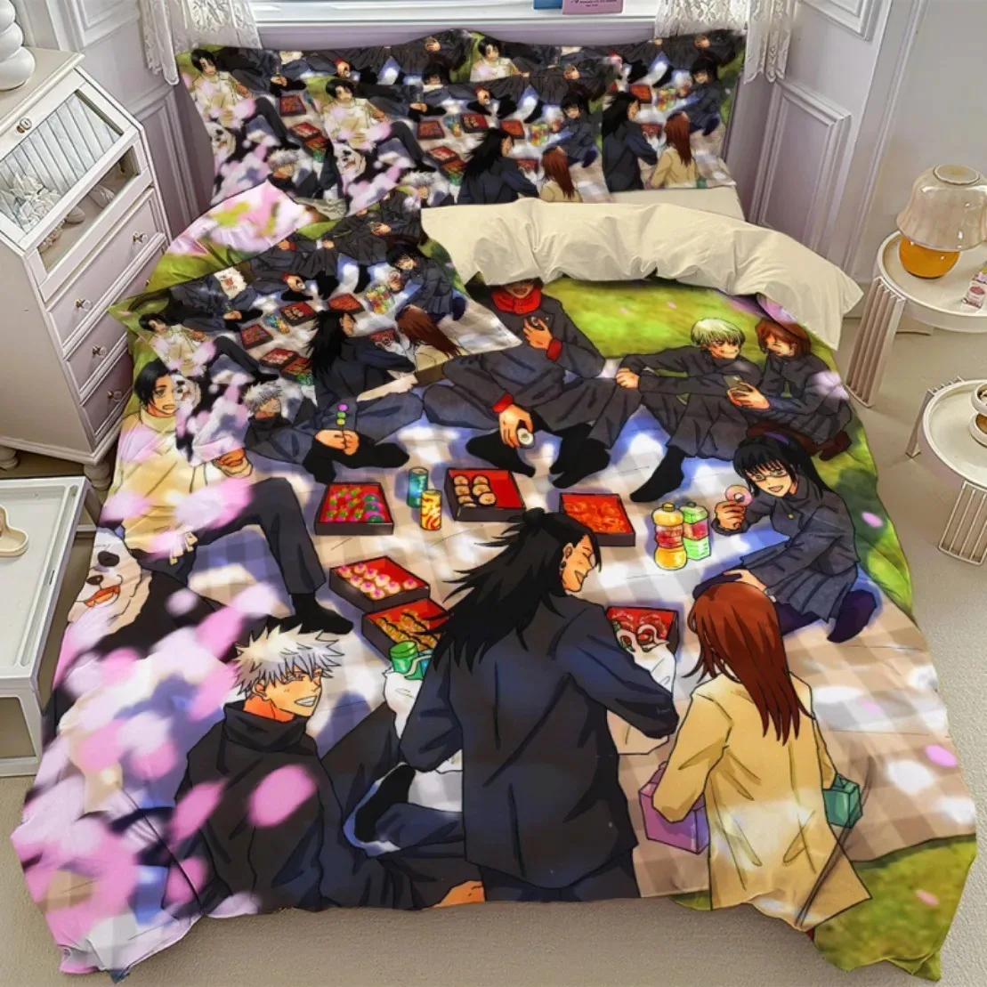 

Hot Anime Jujutsu Kaisen Bedding Set,3D HD Japan Famous Anime Duvet Cover Sets Pillowcase Decor For Kids Teenagers Holiday Gift