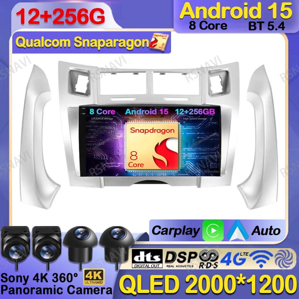

Car Radio Android 15 For Toyota Yaris Vizi 2005 2006 2007 - 2012 Navigation QLED DVD Head Unit Autoradio GPS Stereo 4G LTE DSP