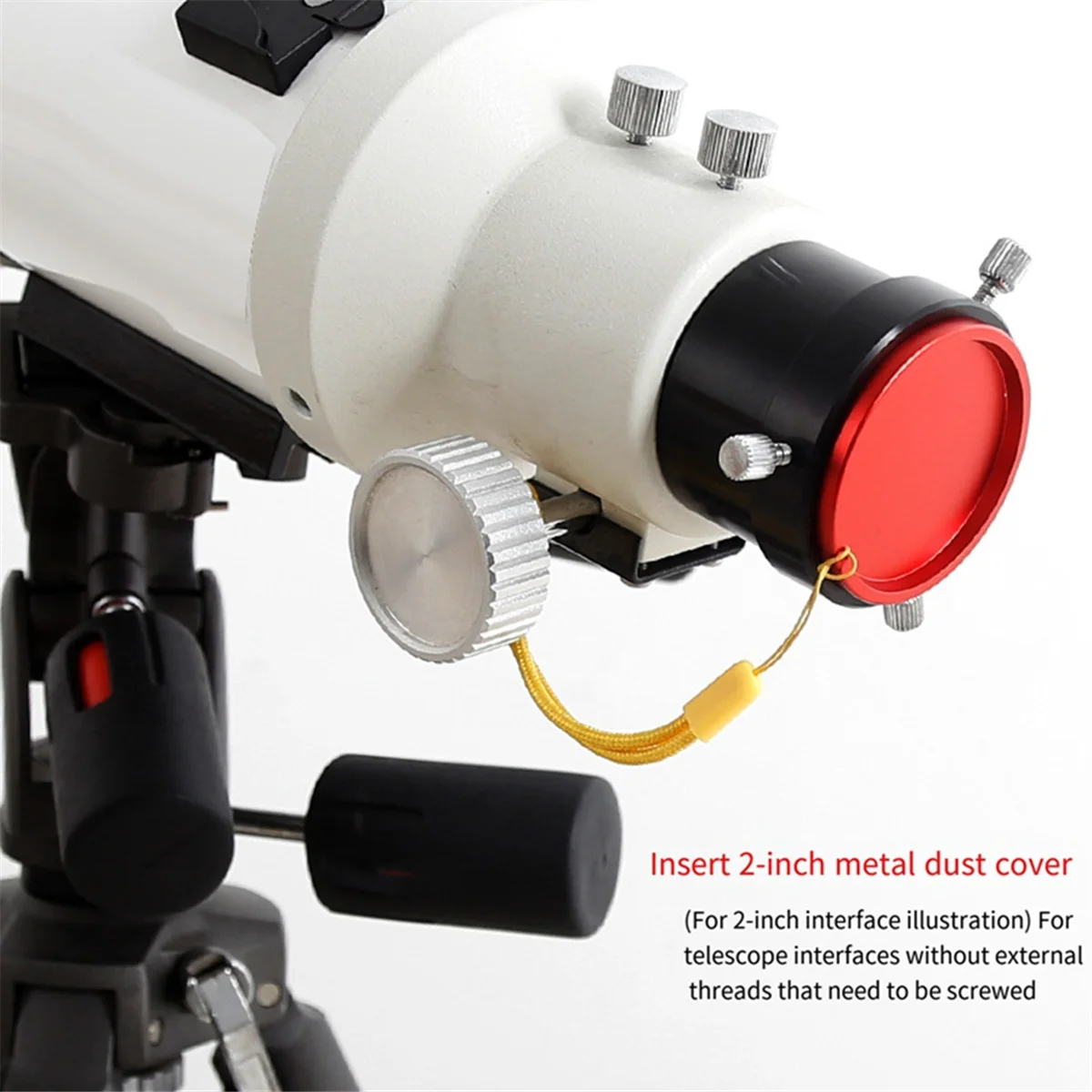 Fully Metal Telescope Lens Dust Cap Protection Cover 2 Inch for Astrophotography Red