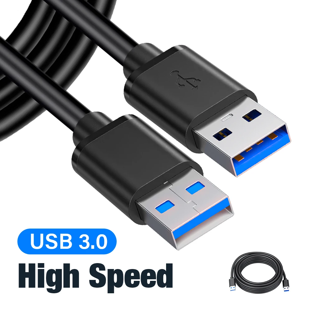 High Speed USB 3.0 Male to Male Extension Cable Type A 1M 2M for TV Box Hard Drive PC Laptop, Backward Compatible with USB 2.0