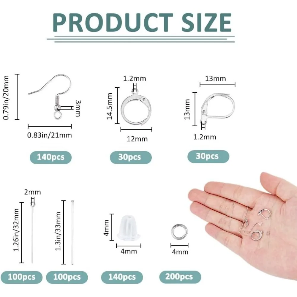 Leverback Earring Hooks Stainless Steel Earring Hooks French Leverback Earrings DIY Earring Making Findings Kits for Making