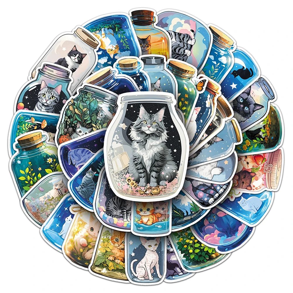 10/30/50 stücke Nette Lustige Flasche Katze Aufkleber Kawaii Cartoon Aufkleber DIY Laptop Telefon Kühlschrank Gitarre Scrapbooking Dekoration Aufkleber