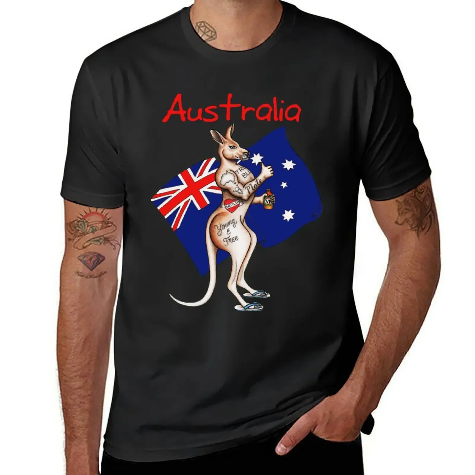 The best Australia or Australia Day Shirt design ever! Go the thumbs up tattooed kangaroo! T-Shirt