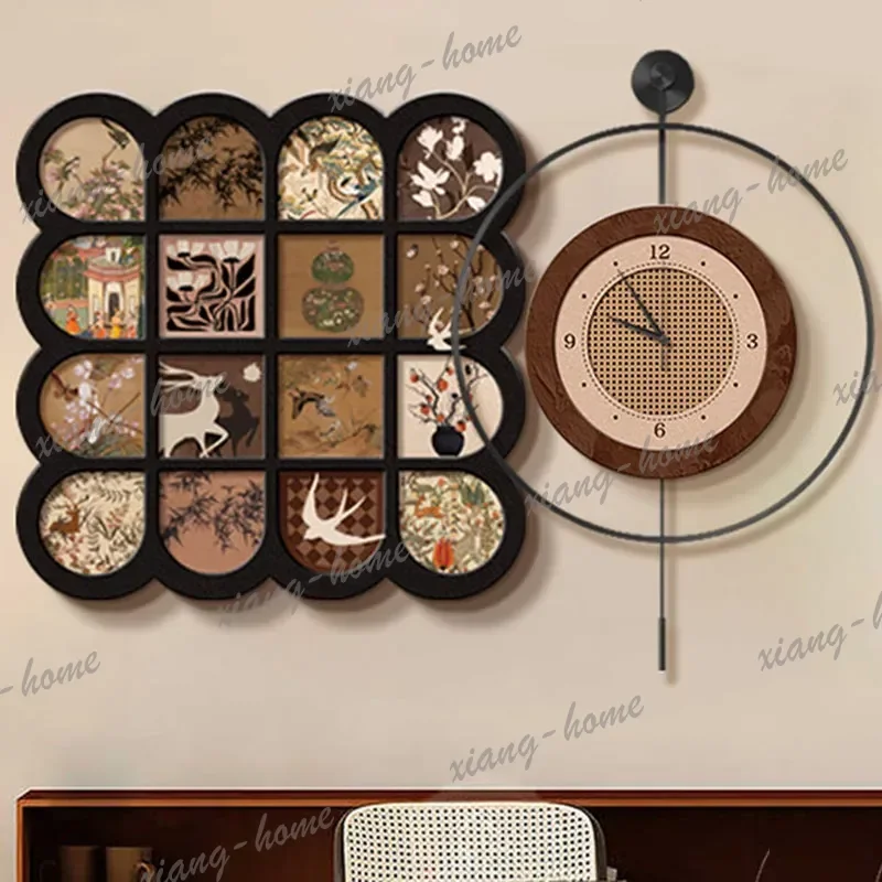 PG Big Size Vintage Wall Watch Aesthetic Wooden Interior Living Room Fashion Wall Clocks Creative Design Wanduhr Home Decoration