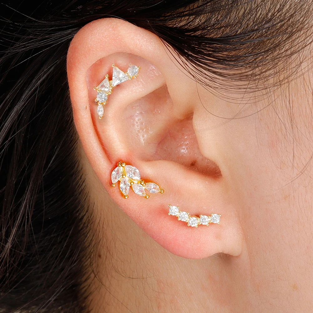 Mini Zircon Cartilage Piercing Stud Earring, 6 Styles