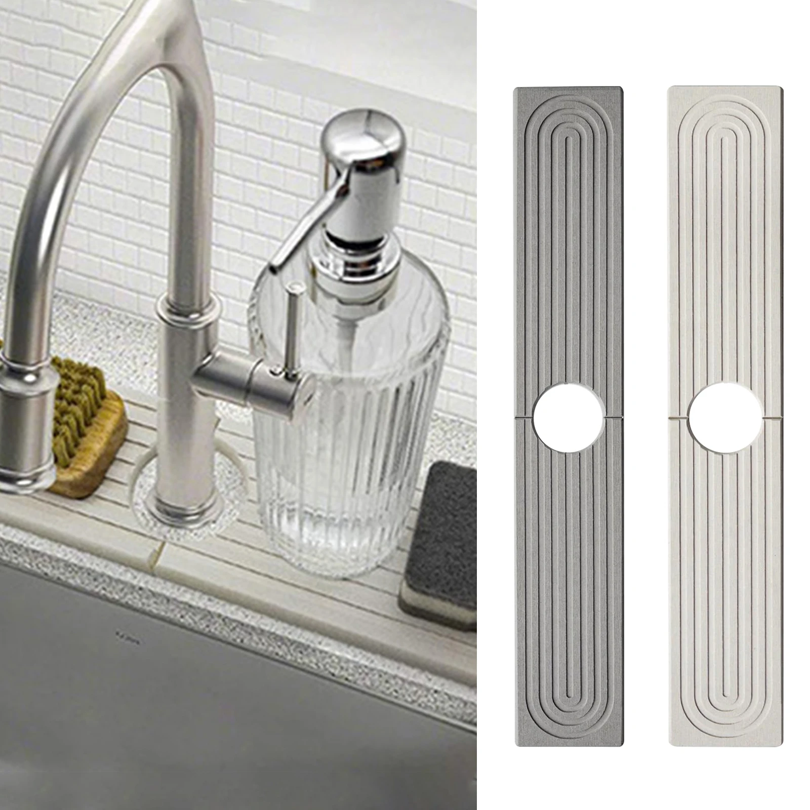 Kitchen Diatom Mud Faucet Mat Long Lasting Quick Absorbing Mat for Central Islands Bathroom Sinks